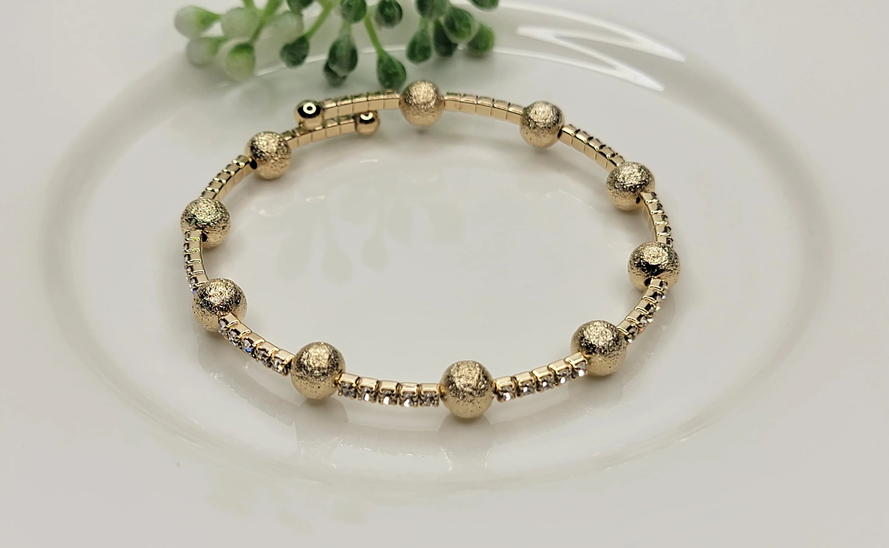 The BEST Little Rhinestone Accent Bracelets w/ Solid Round Bead Accents - 4 COLOR WAYS