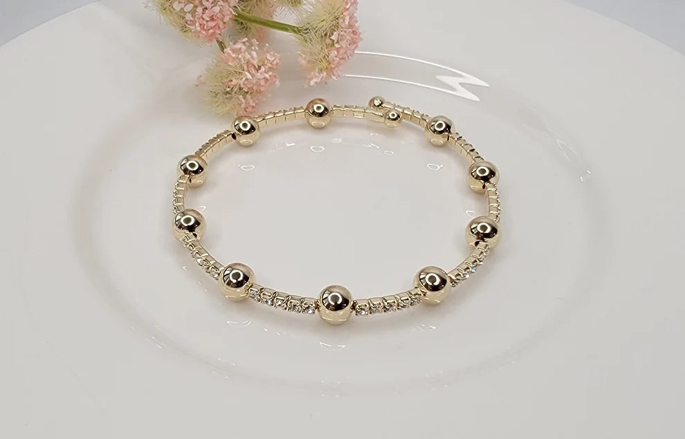 The BEST Little Rhinestone Accent Bracelets w/ Solid Round Bead Accents - 4 COLOR WAYS