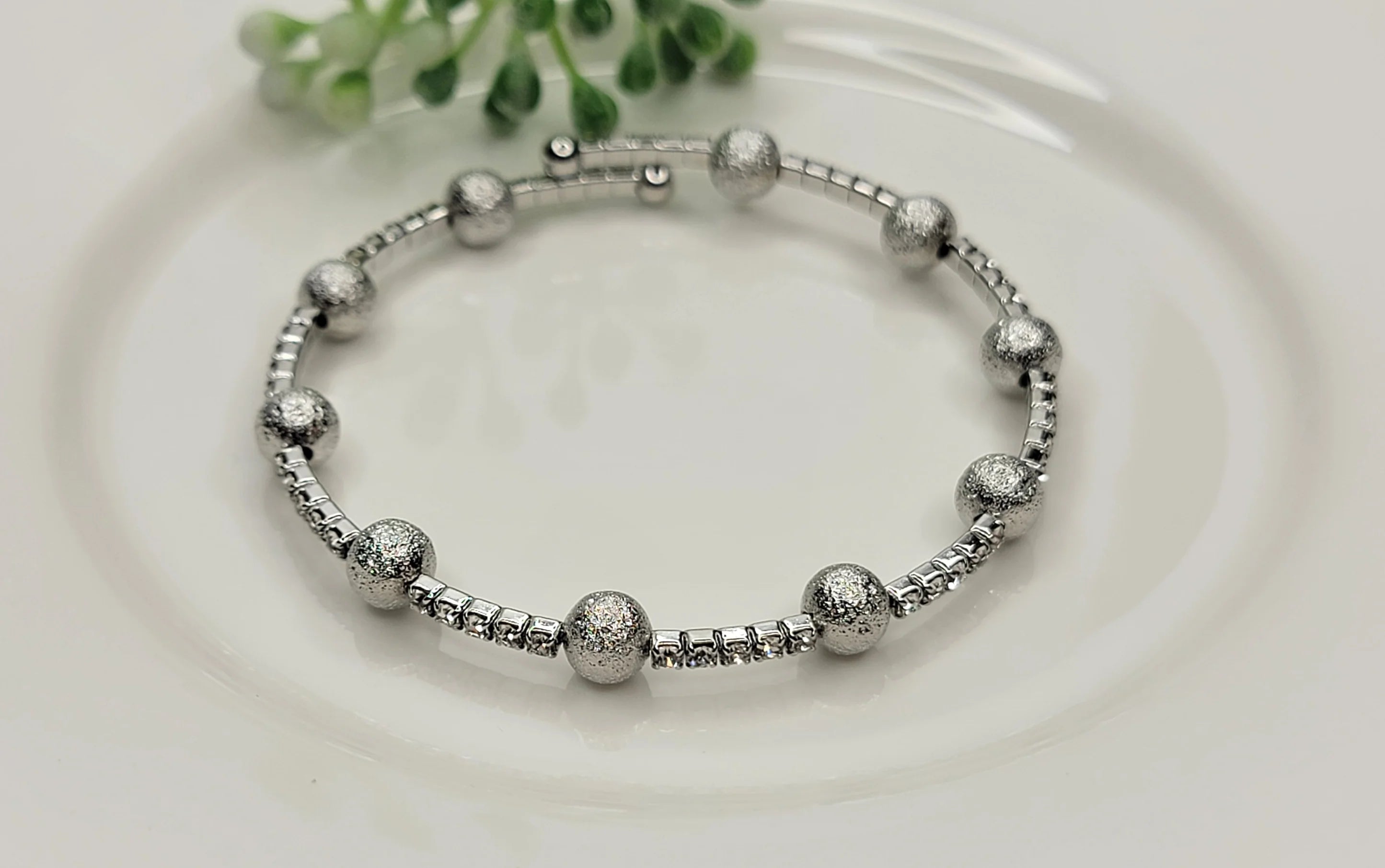 The BEST Little Rhinestone Accent Bracelets w/ Solid Round Bead Accents - 4 COLOR WAYS