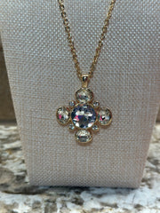 Gold Crystal Cross Chain Necklace