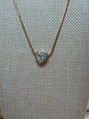 Small Crystal Heart Gold Chain Necklace