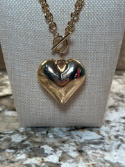 Gold Chain Necklace w/ Puff Heart Charm