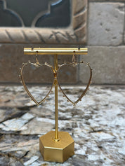 Gold Beaded Heart Earrings
