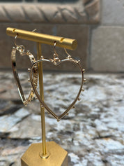 Gold Beaded Heart Earrings