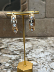 Gold Pearl Hoop Earrings
