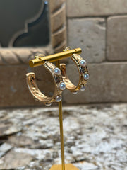 Gold Pearl Hoop Earrings