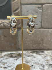 Gold Hoops w/ Pearls & Crystals