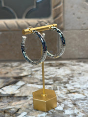 Silver Textured Hoop Earrings