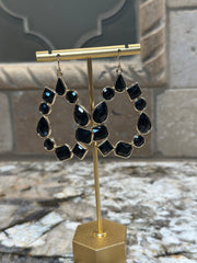 Black Crystal Teardrop Earrings