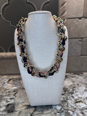 Leopard Scarf & Gold Chain Necklace