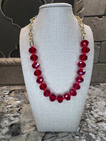 Color Crystal Chain Necklaces - 3 COLORS