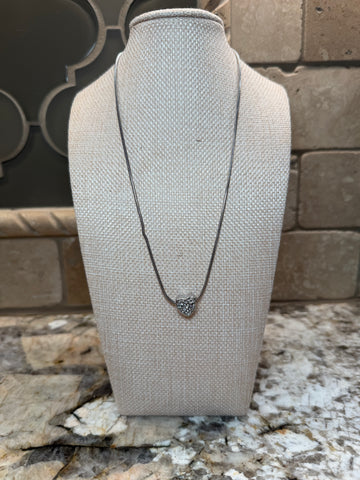 Small Crystal Heart SILVER Chain Necklace
