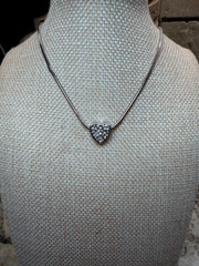 Small Crystal Heart SILVER Chain Necklace
