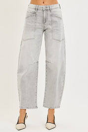 Risen Light Grey Slouchy Utility Barrel Pant