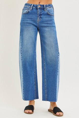 Risen Slouchy Cropped Barrel Jean w/ Contrast Wash