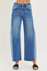 Risen Slouchy Cropped Barrel Jean w/ Contrast Wash