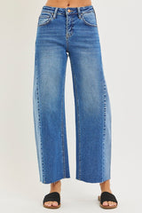 Risen Slouchy Cropped Barrel Jean w/ Contrast Wash