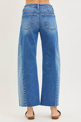 Risen Slouchy Cropped Barrel Jean w/ Contrast Wash