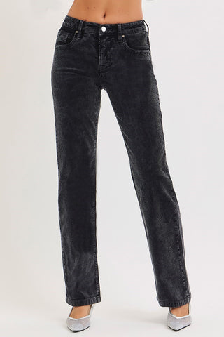 Risen Black Corduroy Mid Rise Pants