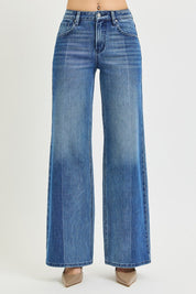 Risen 4way Stretch High Rise Wide Leg Jeans - 2 Tone Wash
