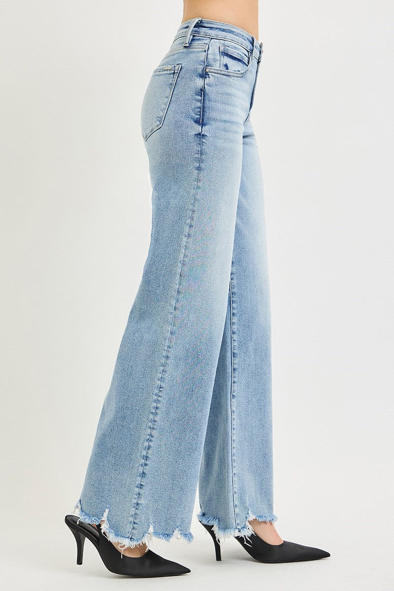 Risen Light Wash High Rise Wide Leg Jean
