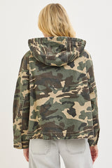 Risen Oversized Camo Raglan Sleeve Jacket w/ Hoodie