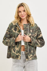 Risen Oversized Camo Raglan Sleeve Jacket w/ Hoodie