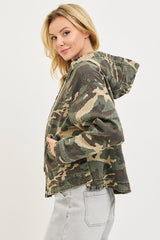 Risen Oversized Camo Raglan Sleeve Jacket w/ Hoodie