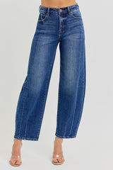 Risen High Rise (SLIGHT) Barrel Jean (Dark Wash)