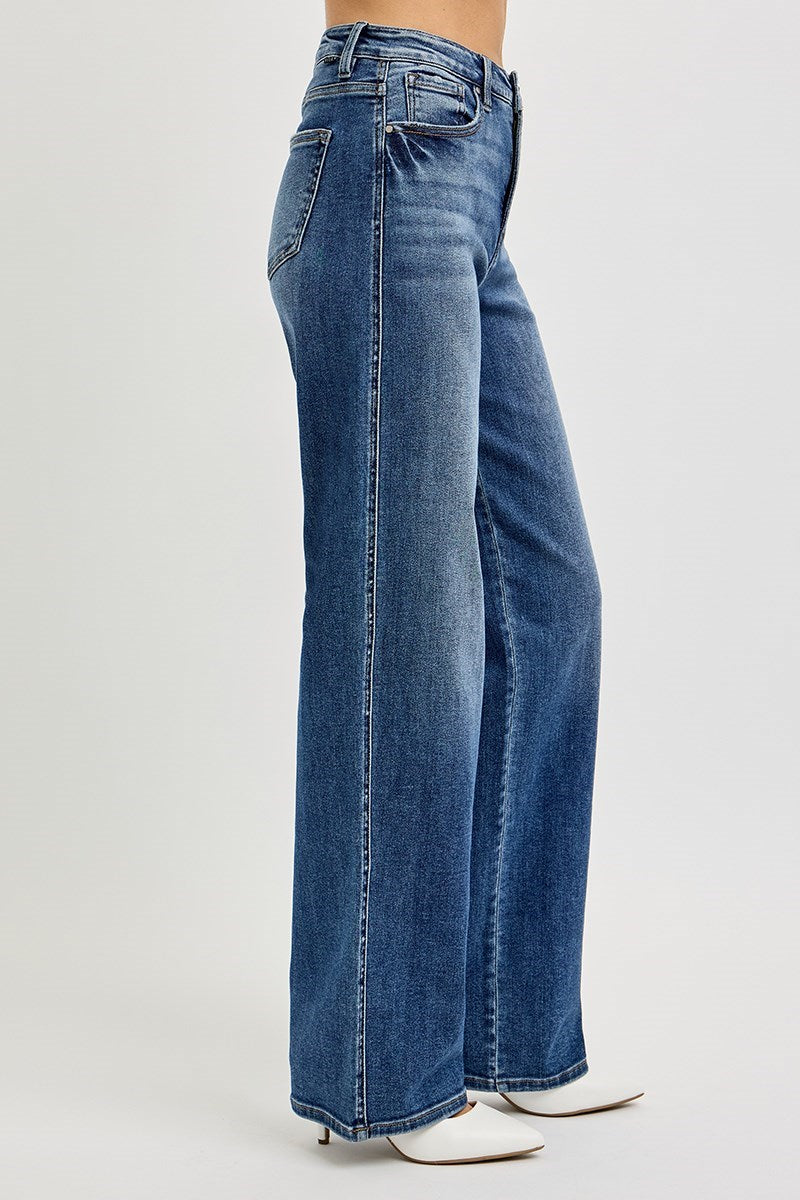 Risen High Rise Tummy Control Wide Leg Baggy Jean