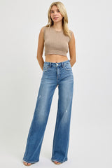 Risen Tummy Control Wide Leg Jeans