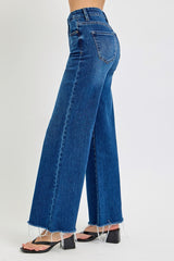 Risen Mid Rise Wide Leg Jeans w/ Tummy Control - Dark Wash
