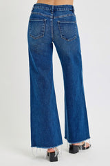 Risen Mid Rise Wide Leg Jeans w/ Tummy Control - Dark Wash