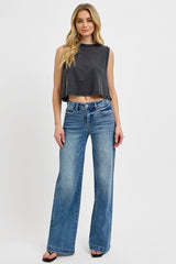 Risen Tummy Control Wide Leg Adjustable Waistband Pants