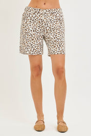 Risen Leopard Mid Rise Shorts