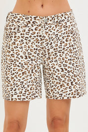 Risen Leopard Mid Rise Shorts