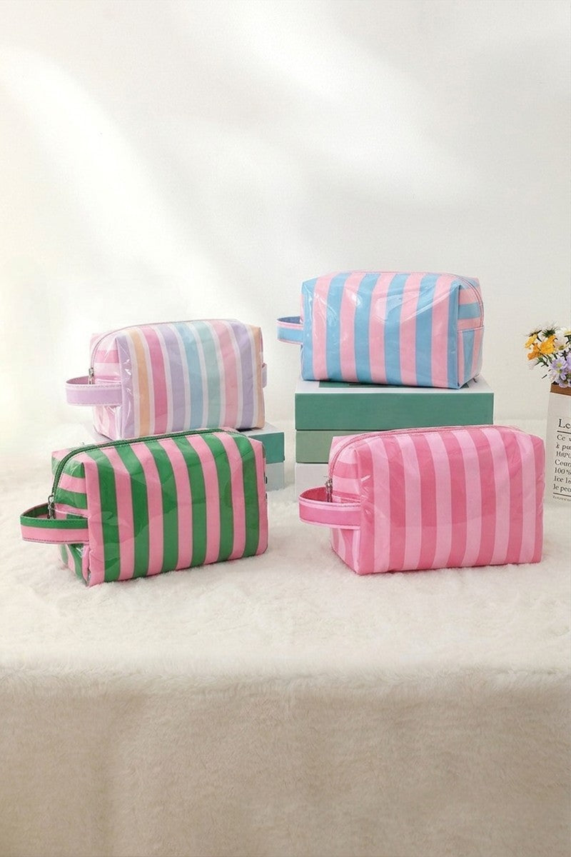 Striped Travel Essentials/Cosmetic Bag - 4 COLORS!