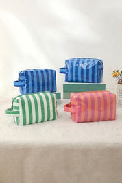 Striped Travel Essentials/Cosmetic Bag - 4 COLORS!