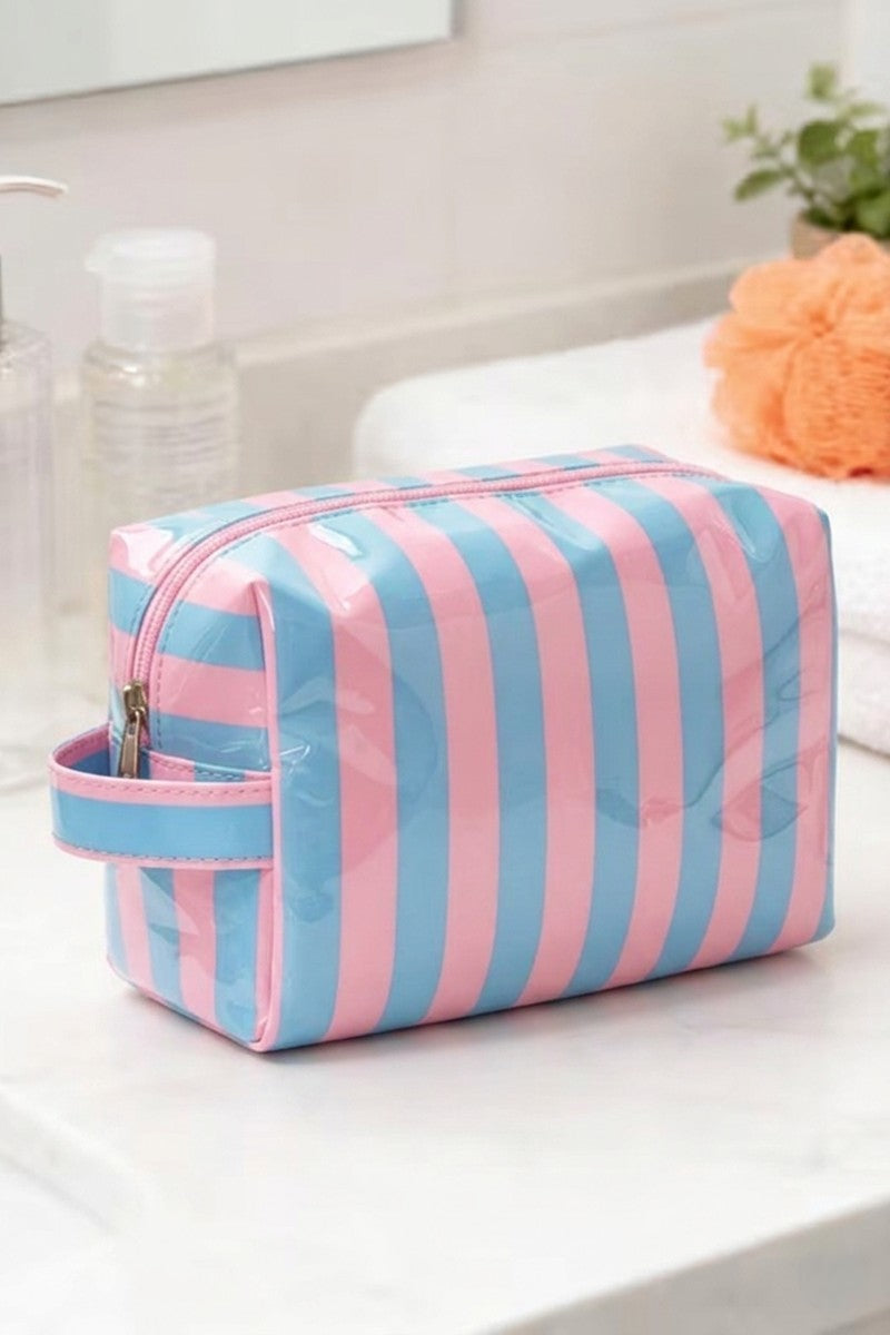 Striped Travel Essentials/Cosmetic Bag - 4 COLORS!