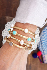 Jeweled Golden Bangle with Semi Precious Stones