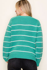 Light Jade Blanket Stitched Sweater