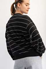 Black/Cream Striped Modal Long Sleeve