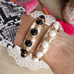 Black/Gold Stretch Bracelet