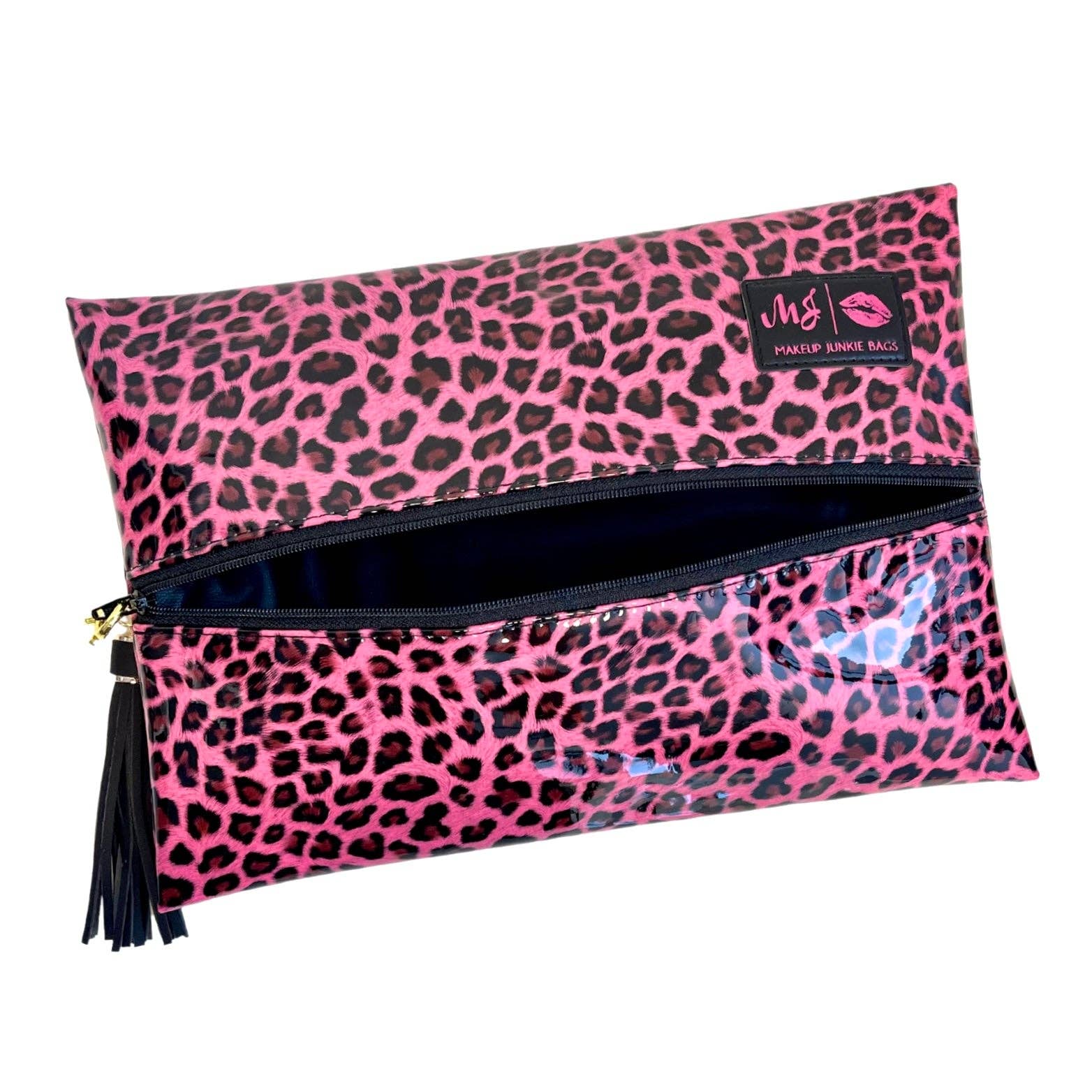 Pink Patent Leopard Makeup Junkie Bag