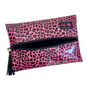 Pink Patent Leopard Makeup Junkie Bag