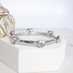 Heart Faceted Crystal Bracelets - Silver & Gold