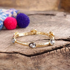 Jeweled Gold Bracelet - with Faceted Stones - 4 COLOR WAYS