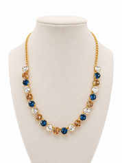 Blue Jean Beauty Rhinestone Necklace in Gold