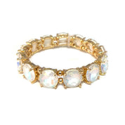 12MM Round Cut Glass Crystal Linked Stretch Bracelet