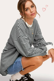 Oversized Striped Long Sleeve Pullover Top - 3 COLORS!